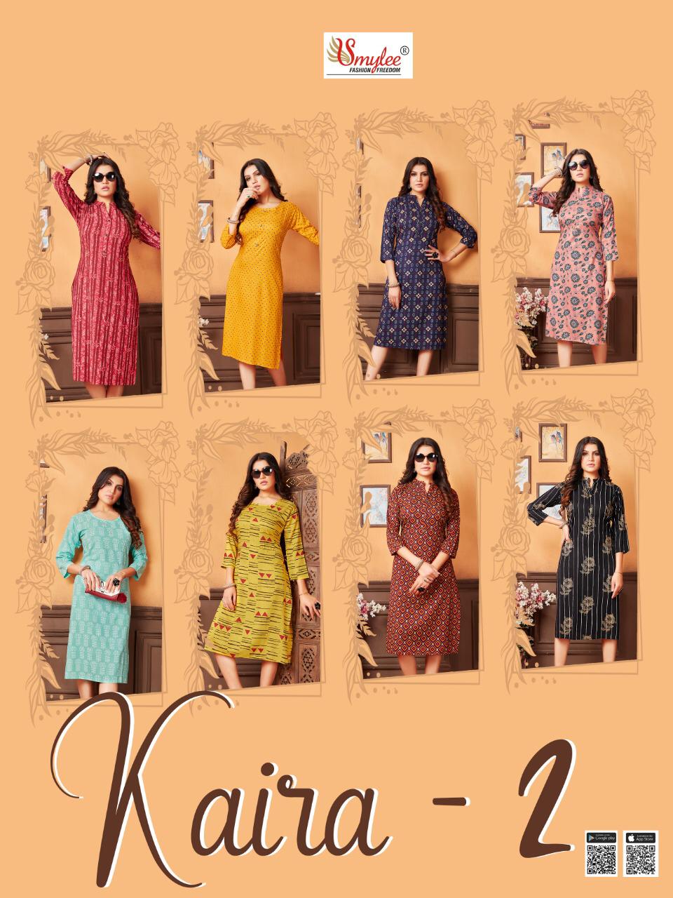 Smylee Kaira 2 Latest Fancy Casual Regular Wear Rayon Printed Kurtis Collection
